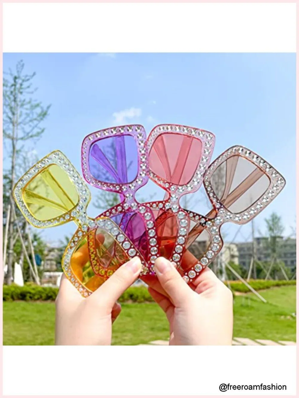 20 Pack Crystal Oversized Square Sunglasses Retro Diamond Glitter Sparkling